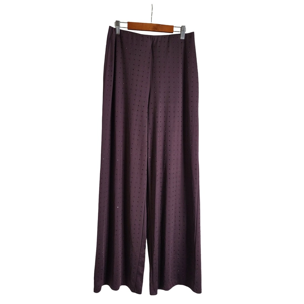 H&M Plum Purple Rhinestone Embellished Wide Leg Stretch Pants Small Whimsygoth